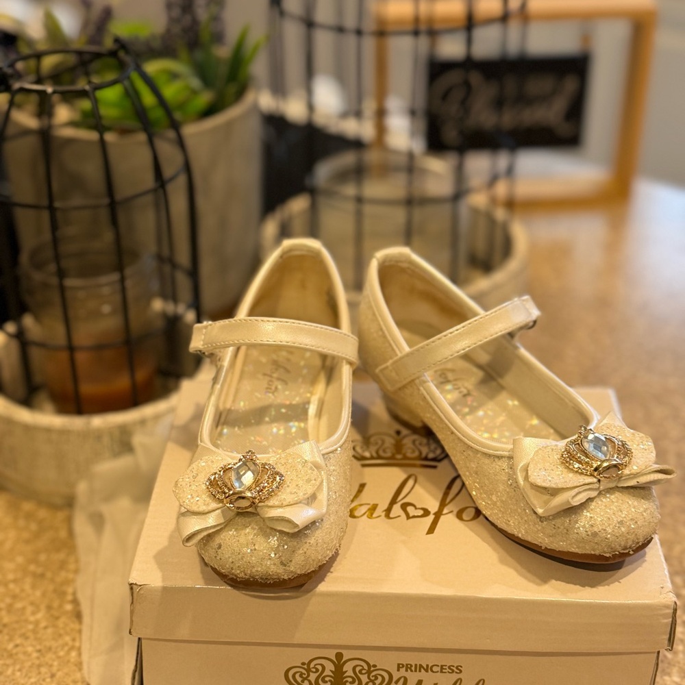 Prince White Dress Shoes with Strap and Rhinestone Detail